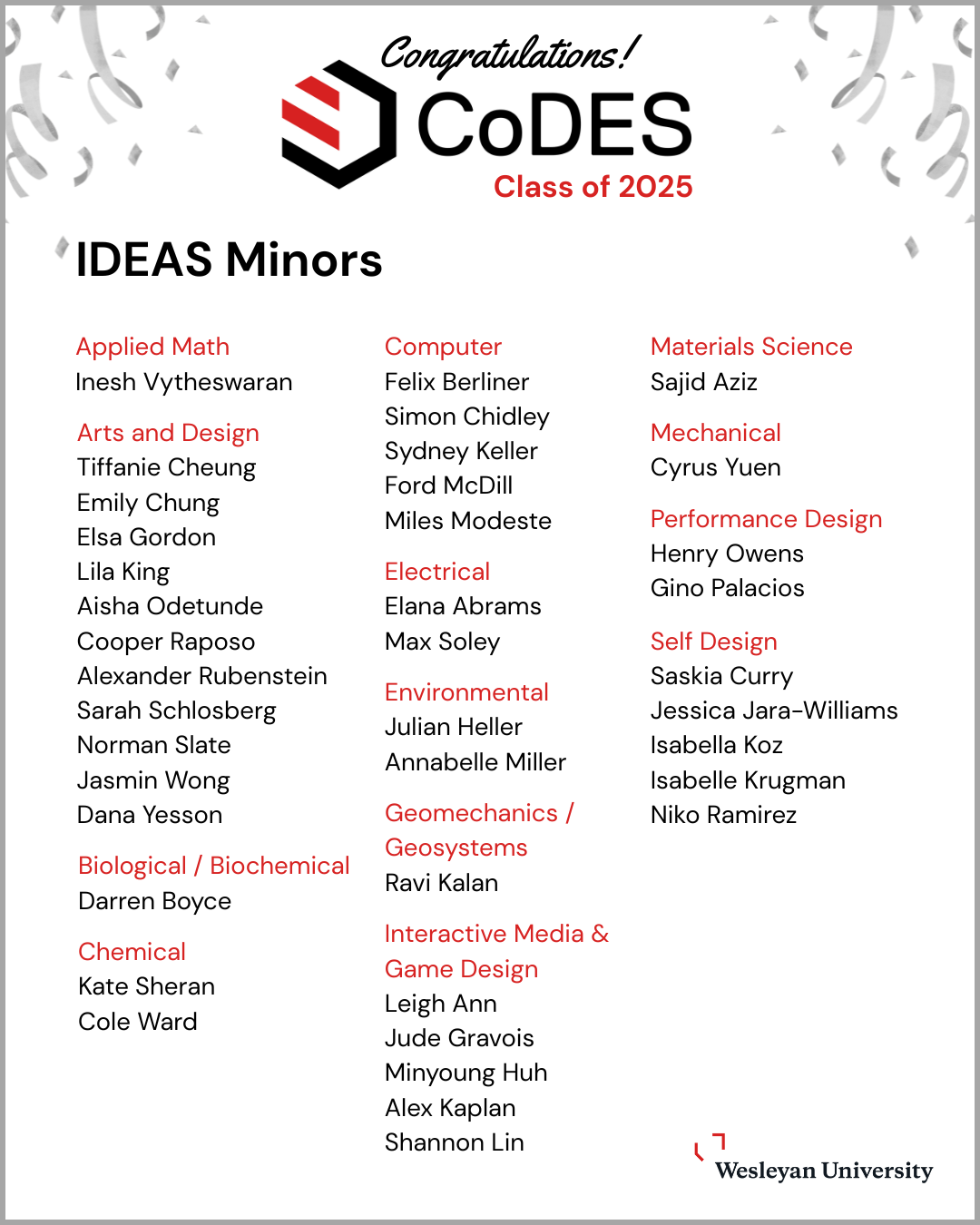 IDEAS MINORS 2025